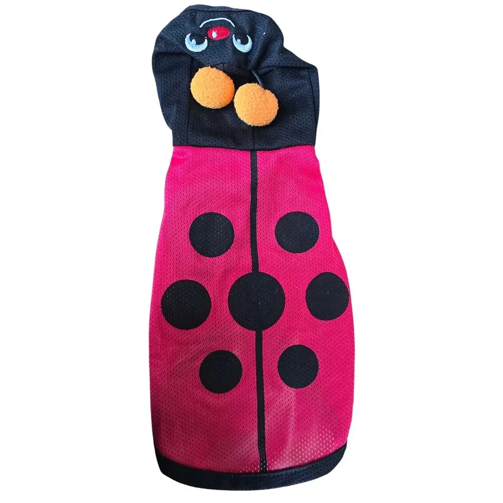 Dog Cat‎ Ladybug Costume Hoodie Pet Apparel Red Black Halloween Small mesh light